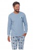 Мужская хлопковая голубая пижама с брюками на манжетах и лонгсливом Doctor nap pmb.4511 flow - фото 2