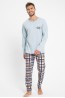 Мужская хлопковая пижама с клетчатыми брюками и футболкой с длинным рукавом Taro 24w parker 3077-01 - фото 1