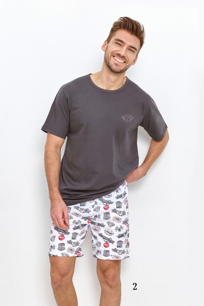 Мужская хлопковая пижама с шортами и футболкой Taro 23s relax 2893-02 - фото 1