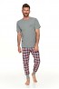Мужская хлопковая пижама с клетчатыми брюками и футболкой Taro 22s fedor 2731-01 - фото 1