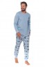 Мужская хлопковая голубая пижама с брюками на манжетах и лонгсливом Doctor nap pmb.4511 flow - фото 3