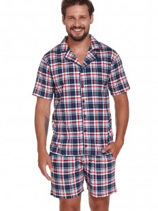 Летняя мужская пижама: хлопковые шорты и рубашка в клетку