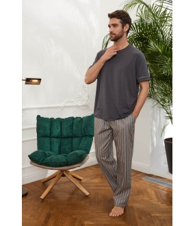 Домашние мужские брюки из хлопка в вертикальную полоску
