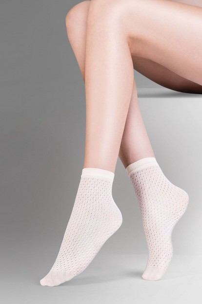 Белые женские носки с ажурной вязкой Gabriella 694 MIA - фото 1