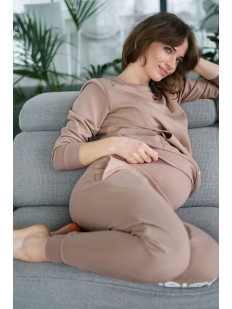 Бежевые брюки джоггеры для беременных