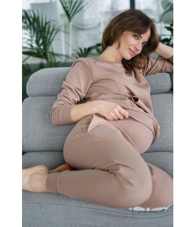 Бежевые брюки джоггеры для беременных
