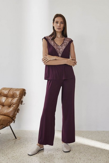 Домашние женские брюки сливового цвета Laete 51945-1 - фото 1