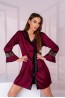 Женский короткий бордовый пеньюар с длинными рукавами с кружевными вставками Livco corsetti fashion Lc 90652 sussean szlafrok - фото 4