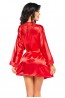 Красный халат-пеньюар из атласа с кружевной отделкой Beauty night Sherie peignoir - фото 2