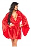Атласный халат на запахе с широким рукавами и трусы стринги в комплекте Beauty night Samira peignoir красный - фото 1