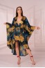 Женский атласный широкий халат-кимоно с ассиметричной длиной Livco corsetti fashion Lc 90660 handis szlafrok - фото 1