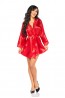 Красный халат-пеньюар из атласа с кружевной отделкой Beauty night Sherie peignoir - фото 3