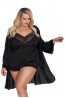 Черный атласный пеньюар с расклешенным рукавом Gorgeous+ Laura robe - фото 2