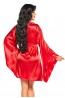 Атласный халат на запахе с широким рукавами и трусы стринги в комплекте Beauty night Samira peignoir красный - фото 2
