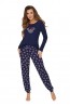 Женская хлопковая пижама с лонгсливом и брюками Donna Mouse pyjamas темно-синяя - фото 1