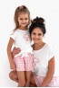 Хлопковая пижама для девочек с шортами в клетку и однотонной футболкой Sensis keyla kids - фото 4