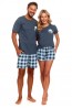 Женская хлопковая пижама с футболкой и шортами в клетку с карманами Doctor nap pm.4417 темно-синяя - фото 2