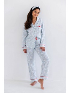 Женская пижама с брюками и жакетом с принтом белые мишки
