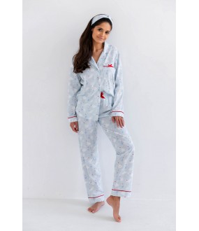 Женская пижама с брюками и жакетом с принтом белые мишки