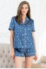 Женская пижама с шортами и свободной рубашкой с коротким рукавом Mia-mella Stars 7072 синяя - фото 3