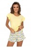 Женская трикотажная пижама из вискозы с принтованными шортами и однотонной футболкой Donna Ananas 1/2 желтая - фото 1