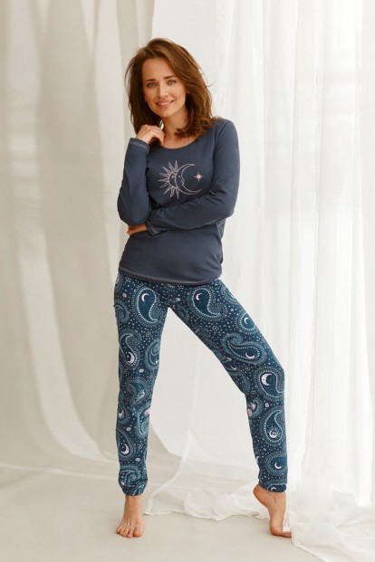 Женский хлопковый пижамный комплект с брюками и кофтой Taro 22w gaja 2563-02 - фото 1