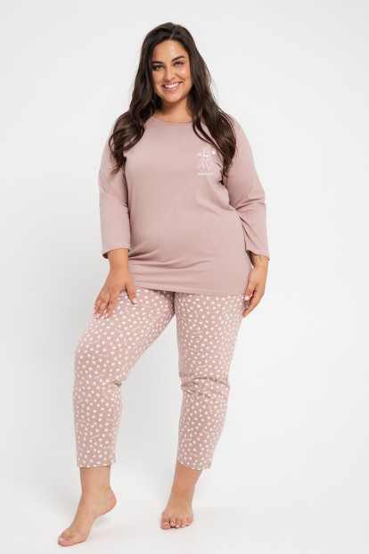 Женский хлопковый пижамный комплект из брюк и кофты с длинным рукавом Taro 24w gabrielle 3006-01 - фото 1