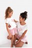 Хлопковая пижама для девочек с шортами в клетку и однотонной футболкой Sensis keyla kids - фото 2