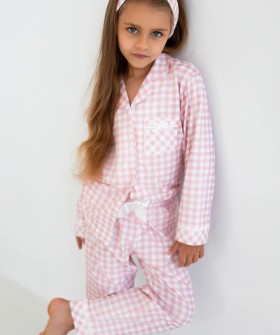 Клетчатая пижама для девочки с брюками