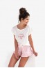 Женская хлопковая пижама с однотонной футболкой и шортами в клетку Sensis keyla - фото 4
