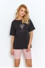Женская хлопковая пижама с футболкой и облегающими шортами в рубчик Taro 23s june 2874-01 - фото 2
