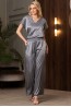 Женская пижама с широкими брюками и блузой с коротким рукавом Mia-amore Joanna 7316 серебристая - фото 4