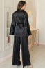 Женский черный шелковый костюм для дома с брюками и топом с жакетом Mia-amore Marjory 3966b - фото 3