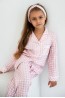Розовая хлопковая пижама для девочки с брюками и рубашкой c длинным рукавом Sensis mercedes kids - фото 3