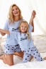 Женский хлопковый пижамный комплект из шорт в горошек и однотонной футболки Taro 23s sky 2862-02 - фото 2