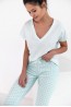 Женский пижамный комплект из клетчатых брюк и однотонной футболки Sensis kimberly - фото 2