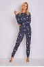 Женская хлопковая пижама с брюками на манжетах и лонгсливом Taro 23w laura 2836-02 - фото 1