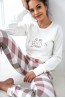 Женская пижама из хлопка с надписью на лонгсливе и брюками в клетку Sensis joselyn - фото 4