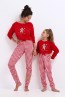 Хлопковая детская пижама с красным лонгсливом и брюками в клетку Sensis hazel kids - фото 2