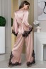 Женская шелковая брючная пижама с жакетом на запахе с поясом Mia-amore Windsor 3886 пудра - фото 2