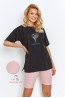 Женская хлопковая пижама с футболкой и облегающими шортами в рубчик Taro 23s june 2874-01 - фото 1