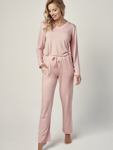 Свободный розовый пижамный комплект с брюками