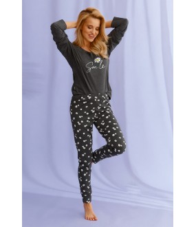 Пижама цвета графит с брюками и лонгсливом