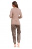 Женская хлопковая бежевая пижама с клетчатыми брюками и лонгсливом Doctor nap pm.5217 - фото 5