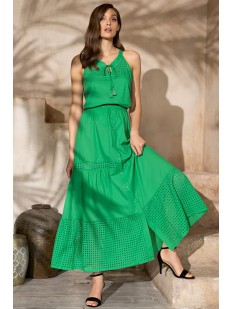 Зеленый пляжный комплект из топа и длинной юбки