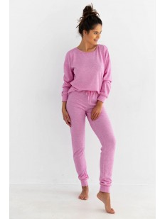 Розовая женская пижама с брюками
