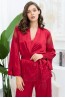 Женская шелковая пижама с жакетом на запахе и брюками Mia-amore Aurelia 3896 красная - фото 4