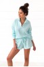 Женская однотонная голубая пижама с шортами и кофтой с длинным рукавом Sensis tabby - фото 3