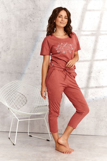 Женская хлопковая пижама с укороченными брюками и футболкой Taro 21s alexa 2164-01 - фото 1