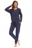 Женская хлопковая темно-синяя пижама с брюками на манжетах и лонгсливом Doctor nap pm.5224 zodiac  - фото 3